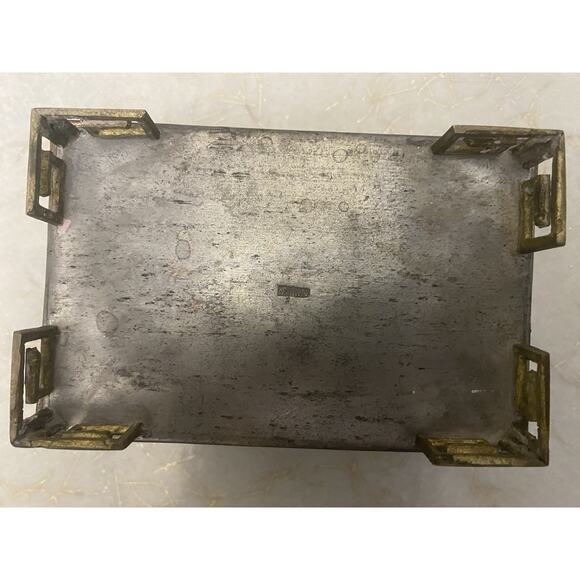 Vintage Rectangular Chinese Asian Tin Plated Copper Vase Urn 8" x 4.75" x 5.5" - Picture 5 of 5